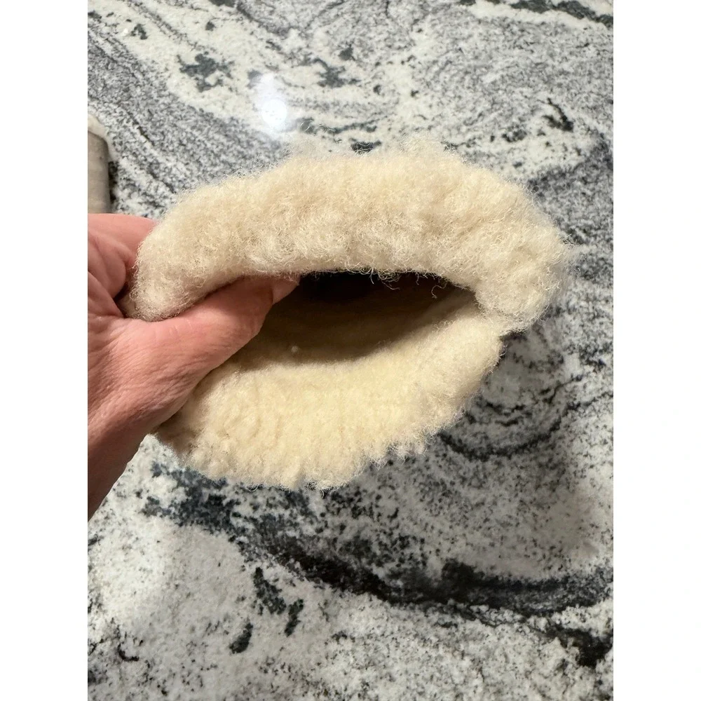 Shearling Mittens Tan Suede Sheepskin Lined Whipstitch Winter Gloves